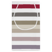 Girly Beige Red Big Horizontale Stripes met naam Klein Cadeauzakje (Achterkant)