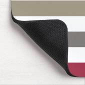 Girly Beige Red Big Horizontale Stripes met naam Muismat (Hoek)