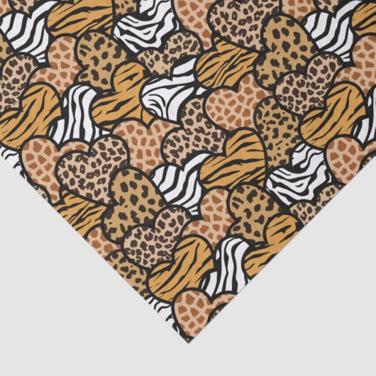 Girly Beige Speelse Dierenprint Harten Naam Tissuepapier (Detail)