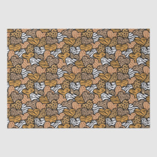 Girly Beige Speelse Dierenprint Harten Naam Tissuepapier