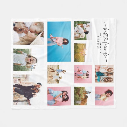 Girly besties mult foto beste vriend modern eenvou fleece deken (Voorkant (Horizontaal))