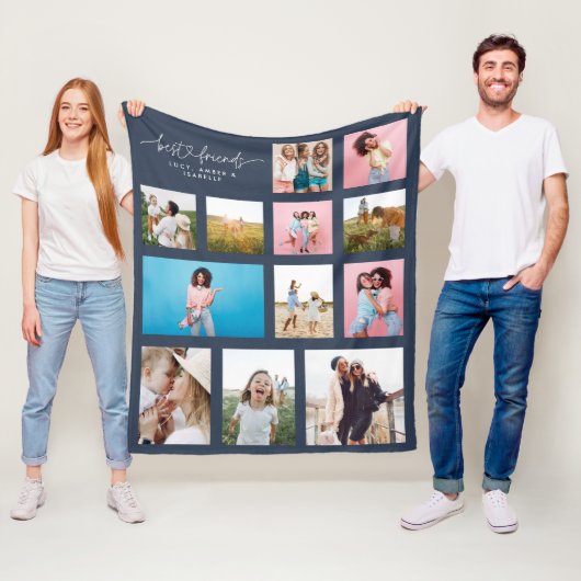 Girly besties mult foto beste vriend moderne marin fleece deken (In situ)
