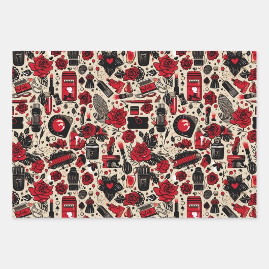 Girly betegelde partij patroon inpakpapier vel (Voorkant)