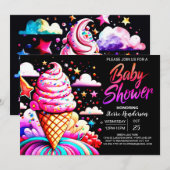 Girly bewerkbaar Ice Cream Baby shower Kaart (Voorkant / Achterkant)