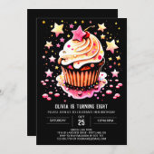 Girly bewerkbare Muffin Delight Verjaardag Kaart (Voorkant / Achterkant)