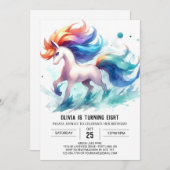 Girly bewerkbare paardenverjaardag kaart (Voorkant / Achterkant)