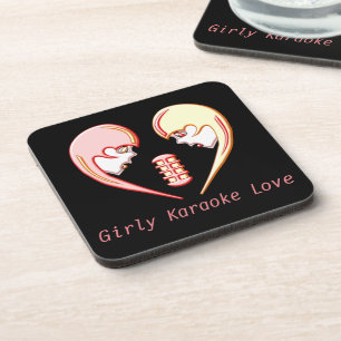 Girly BFF Karaoke Love Heart Bier Onderzetter