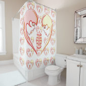 Girly BFF Karaoke Love Heart Douchegordijn (In situ)