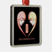 Girly BFF Karaoke Love Heart Metalen Ornament (Rechts)