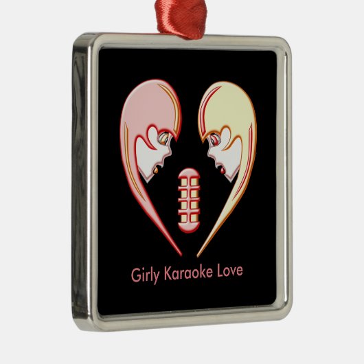 Girly BFF Karaoke Love Heart Metalen Ornament (Rechts)