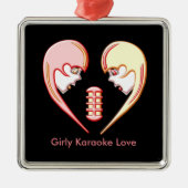 Girly BFF Karaoke Love Heart Metalen Ornament (Voorkant)