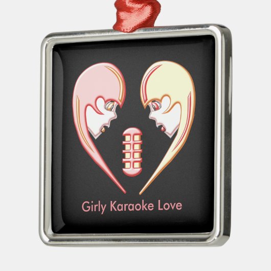 Girly BFF Karaoke Love Heart Metalen Ornament (Links)