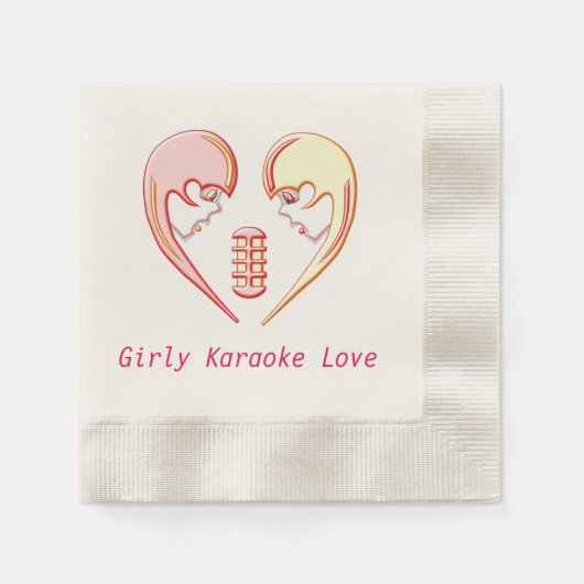 Girly BFF Karaoke Love Heart Servetten (Voorkant)