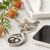 Girly BFF Karaoke Love Heart Sleutelhanger (Zijkant)