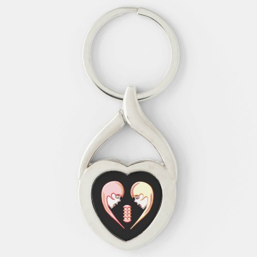 Girly BFF Karaoke Love Heart Sleutelhanger (Voorkant)