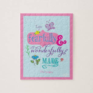 Girly Bible Verse Fearful en Wonderful Made Legpuzzel