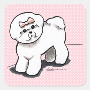 Girly Bichon Frise Vierkante Sticker