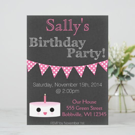 Girly Birthday-kaart Kaart (Staand voorkant)