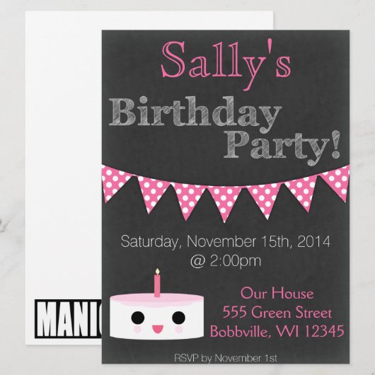 Girly Birthday-kaart Kaart (Voorkant / Achterkant)