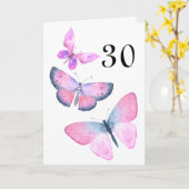 Girly Birthday Pink Butterfly Waterverf elk jaar Kaart (Gele Bloem)