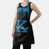 Girly Black Blauwgroen Blue Glitter Drift Monogram Schort (Insitu)