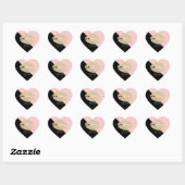 Girly Black Blush Pink Chic Glitter Lips Hart Sticker (Vel)