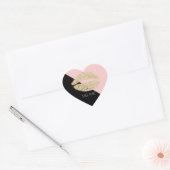 Girly Black Blush Pink Chic Glitter Lips Hart Sticker (Envelop)