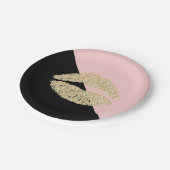 Girly Black Blush Pink Chic Glitter Lips Papieren Bordje (Gekanteld)