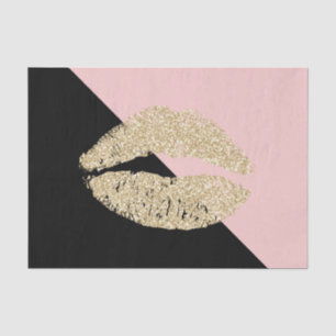 Girly Black Blush Pink Chic Glitter Lips Tissuepapier