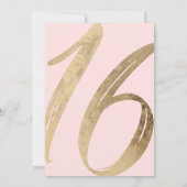 Girly Black Blush Pink Gold Foil Sweet 16 Kaart (Achterkant)