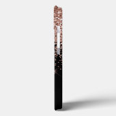 Girly Black Blush roze Rose Gold Glitter Monogram Case-Mate iPhone Case (Achterkant / Links)