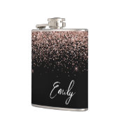 Girly Black Blush roze Rose Gold Glitter Monogram Heupfles (Links)