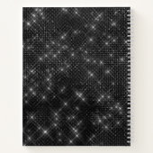 Girly Black Diamond Sparkle Chic Monogram Notitieboek (Achterkant)