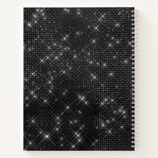Girly Black Diamond Sparkle Chic Monogram Notitieboek (Achterkant)