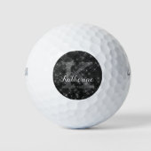 Girly Black Diamond Sparkle Cool Monogram Naam Golfballen (Voorkant)