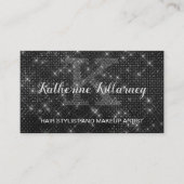 Girly Black Diamond Sparkle Glam Chic Monogram Visitekaartje (Voorkant)