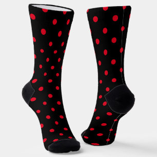 Girly Black en Bright Red Polka Dot Sokken