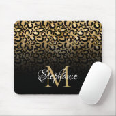 Girly Black en Gold Leopard Ombre Monogram Muismat (Met muis)