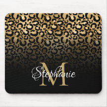 Girly Black en Gold Leopard Ombre Monogram