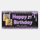 Girly Black en Paarse glitter elke dag banner (Horizontaal)