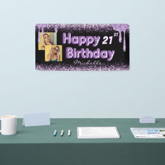 Girly Black en Paarse glitter elke dag banner (Beurs)