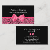 Girly Black en Pink Cheetah Print Schattige lint Visitekaartje (Voorkant / Achterkant)