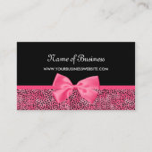 Girly Black en Pink Cheetah Print Schattige lint Visitekaartje (Voorkant)