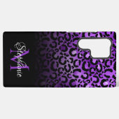 Girly Black en Violet Leopard Ombre Monogram Samsung Galaxy Hoesje (Achterkant horizontaal)