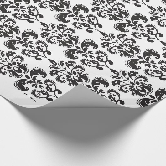 Girly Black en White  Damask Pattern 2 Cadeaupapier (Hoek)