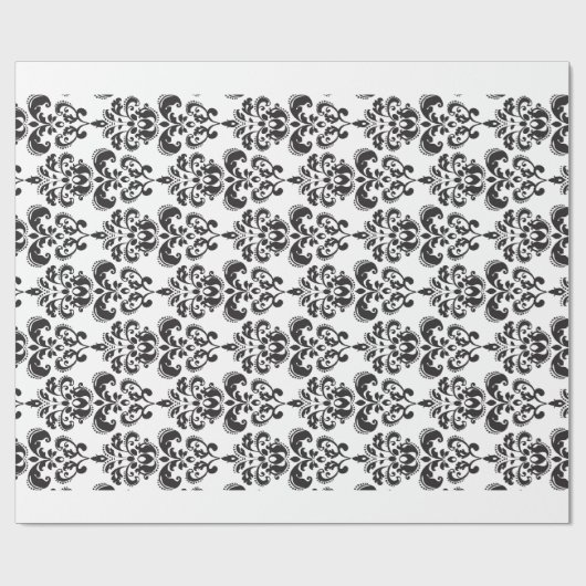 Girly Black en White  Damask Pattern 2 Cadeaupapier (Vlak)
