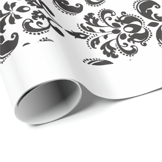 Girly Black en White  Damask Pattern 2 Cadeaupapier (Rol Hoek)