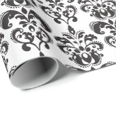 Girly Black en White  Damask Pattern 2 Cadeaupapier (Rol Hoek)