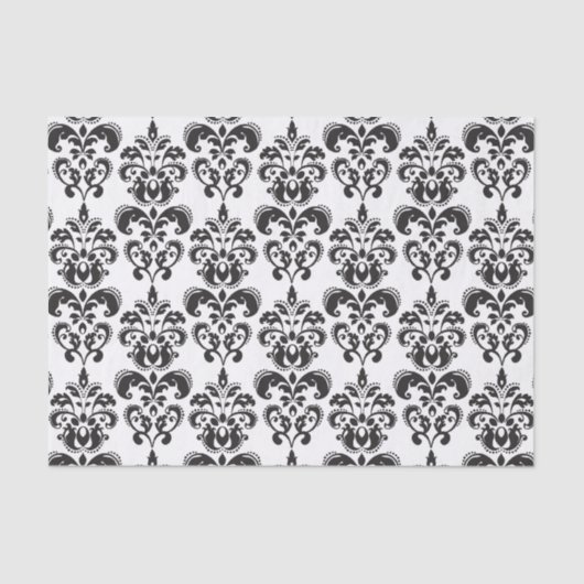 Girly Black en White  Damask Pattern 2 Tissuepapier (Voorkant)