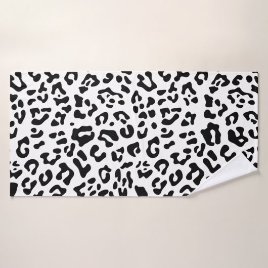 Girly Black en White Leopard Spot Badhanddoek (Badhanddoek)